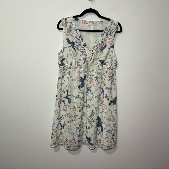 H&M Dresses & Skirts - H&M maternity women's white floral bird sleeveless flowy summer dress in size L